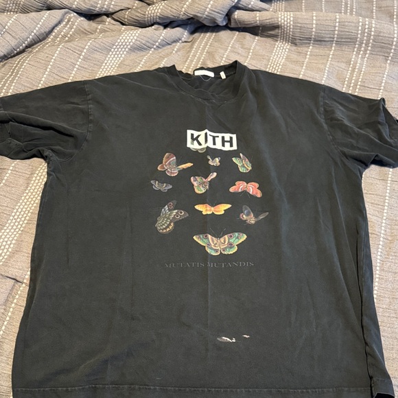 Kith Black Tee with Colorful Butterfly Design - Picture 1 of 3